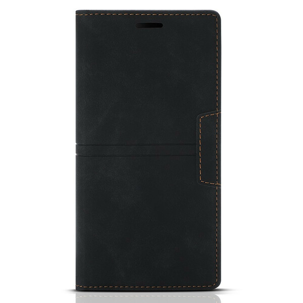 Flip Cover iPhone 13 Style Cuir Couture Fermoir Magnétique