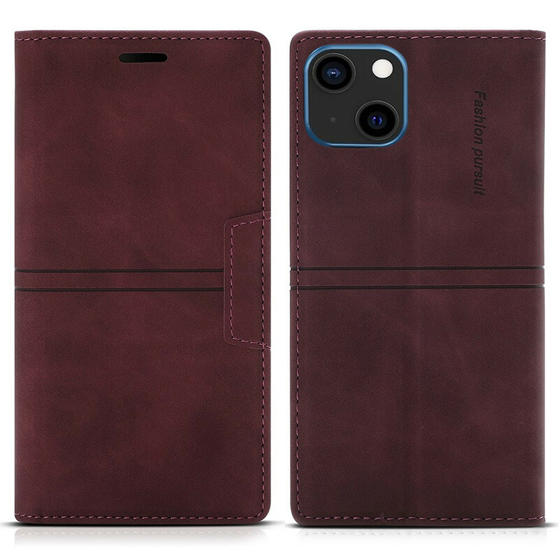 Flip Cover iPhone 13 Style Cuir Couture Fermoir Magnétique Flip Cover iPhone 13 Style Cuir Couture Fermoir Magnétique