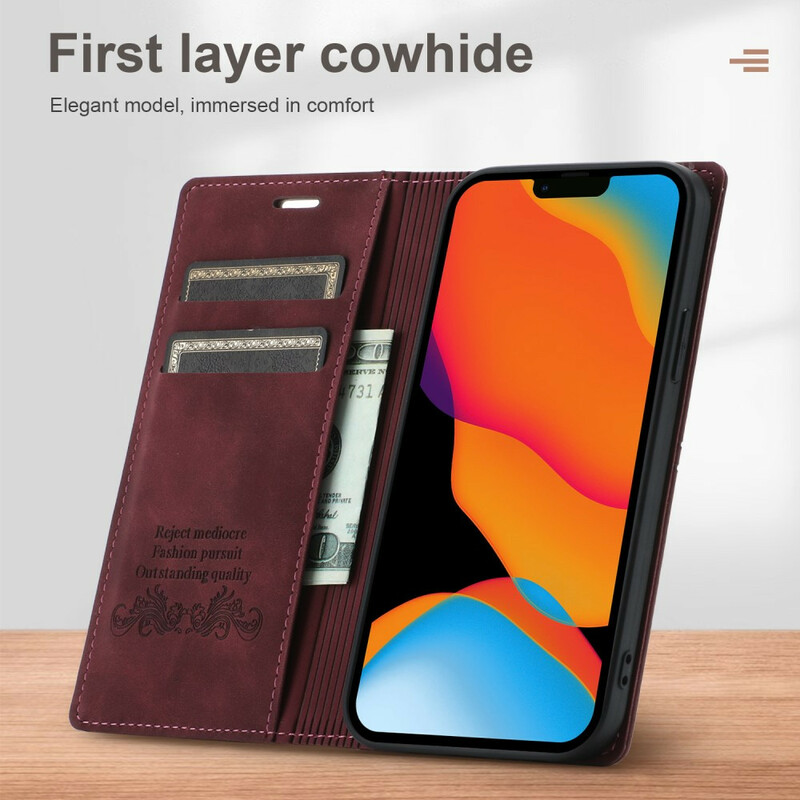 Flip Cover iPhone 13 Style Cuir Couture Fermoir Magnétique Flip Cover iPhone 13 Style Cuir Couture Fermoir Magnétique