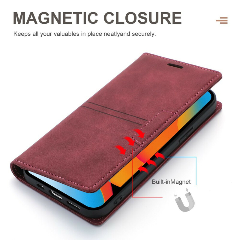 Flip Cover iPhone 13 Style Cuir Couture Fermoir Magnétique Flip Cover iPhone 13 Style Cuir Couture Fermoir Magnétique
