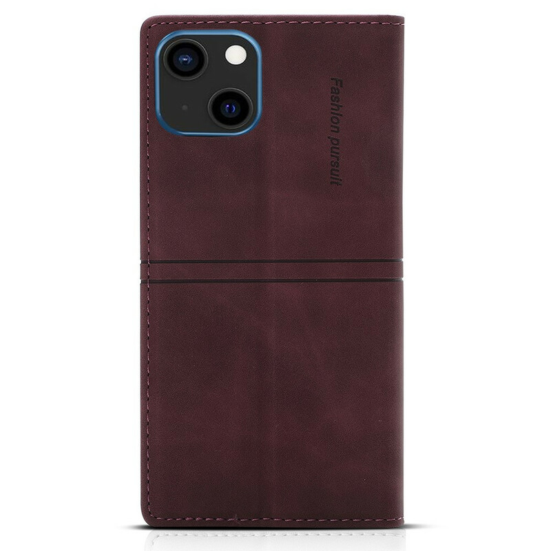 Flip Cover iPhone 13 Style Cuir Couture Fermoir Magnétique Flip Cover iPhone 13 Style Cuir Couture Fermoir Magnétique