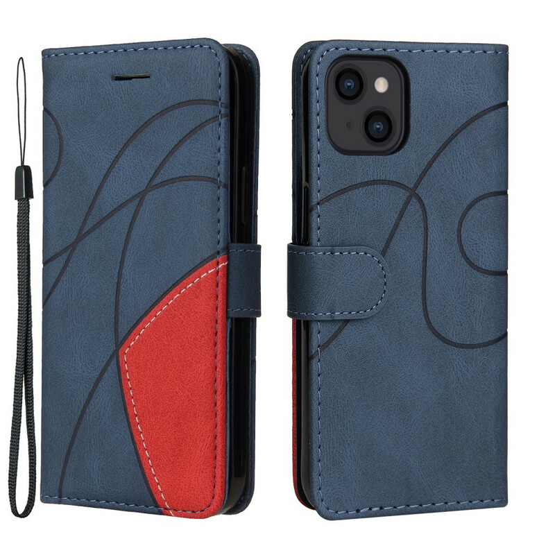 Housse iPhone 13 Simili Cuir Bicolore Signature Housse iPhone 13 Simili Cuir Bicolore Signature