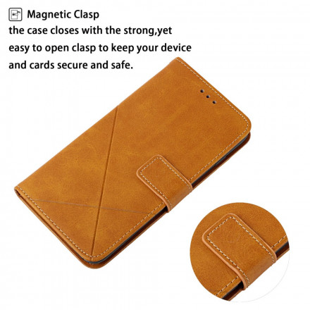 Housse iPhone 13 Style Cuir Géométrique à Lanière Housse iPhone 13 Style Cuir Géométrique à Lanière
