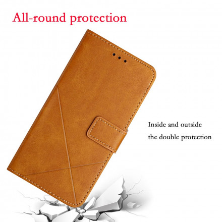 Housse iPhone 13 Style Cuir Géométrique à Lanière Housse iPhone 13 Style Cuir Géométrique à Lanière