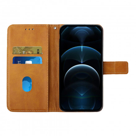 Housse iPhone 13 Style Cuir Géométrique à Lanière Housse iPhone 13 Style Cuir Géométrique à Lanière