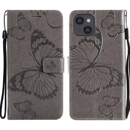 Housse iPhone 13 Papillons Géants à Lanière Housse iPhone 13 Papillons Géants à Lanière