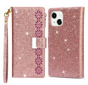 Housse iPhone 13 Paillettes Portefeuille Zip