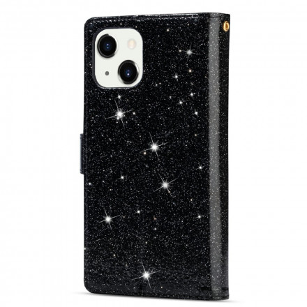 Housse iPhone 13 Paillettes Portefeuille Zip