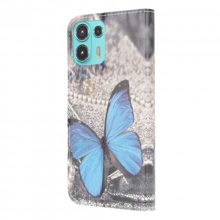 Housse Motorola Edge 20 Lite Papillon Bleu Housse Motorola Edge 20 Lite Papillon Bleu