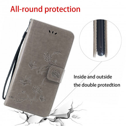 Housse Motorola Edge 20 Lite Papillons et Fleurs à Lanière Housse Motorola Edge 20 Lite Papillons et Fleurs à Lanière