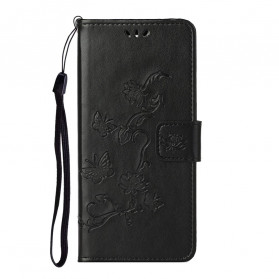 Housse Motorola Edge 20 Papillons et Fleurs à Lanière