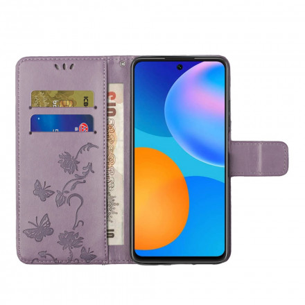 Housse Motorola Edge 20 Papillons et Fleurs à Lanière Housse Motorola Edge 20 Papillons et Fleurs à Lanière