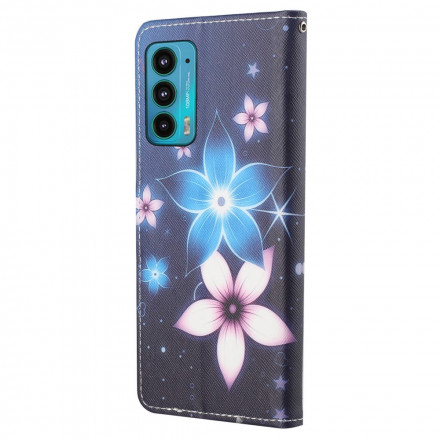 Housse Motorola Edge 20 Fleurs Lunaires à Lanière