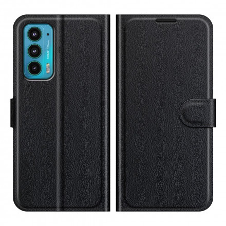 Housse Motorola Edge 20 Effet Litchi Classique Housse Motorola Edge 20 Effet Litchi Classique