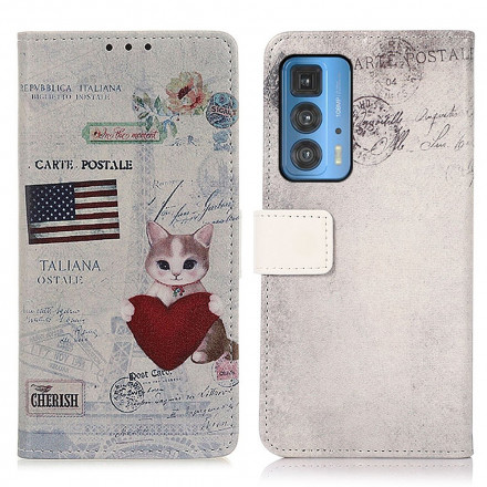 Housse Motorola Edge 20 Pro Chat Voyageur Housse Motorola Edge 20 Pro Chat Voyageur