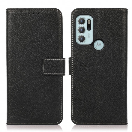 Housse Motorola G60s Litchi Coutures Apparentes Housse Motorola G60s Litchi Coutures Apparentes