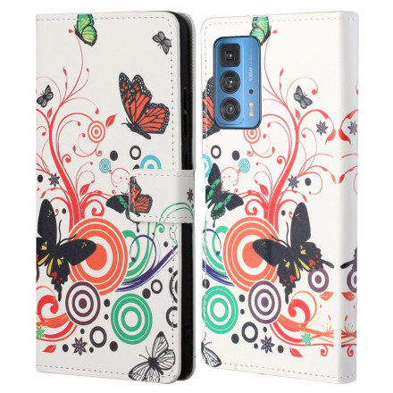 Housse Motorola Edge 20 Pro Papillons et Fleurs Housse Motorola Edge 20 Pro Papillons et Fleurs