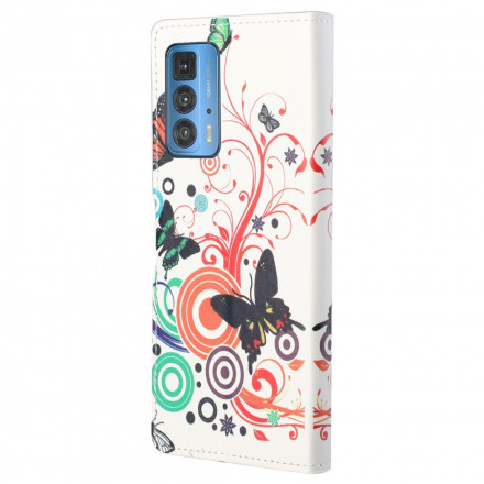 Housse Motorola Edge 20 Pro Papillons et Fleurs Housse Motorola Edge 20 Pro Papillons et Fleurs