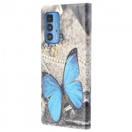 Housse Motorola Edge 20 Pro Papillon Bleu