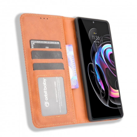 Flip Cover Motorola Edge 20 Pro Effet Cuir Vintage Stylisé Flip Cover Motorola Edge 20 Pro Effet Cuir Vintage Stylisé
