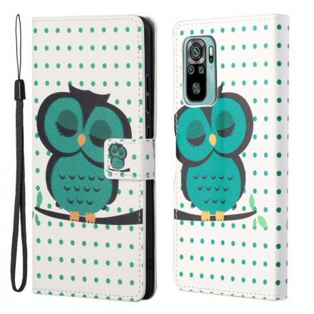Housse Xiaomi Redmi 10 Hibou Endormi à Lanière Housse Xiaomi Redmi 10 Hibou Endormi à Lanière