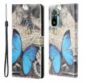 Housse Xiaomi Redmi 10 Papillon Bleu à Lanière