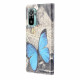 Housse Xiaomi Redmi 10 Papillon Bleu à Lanière