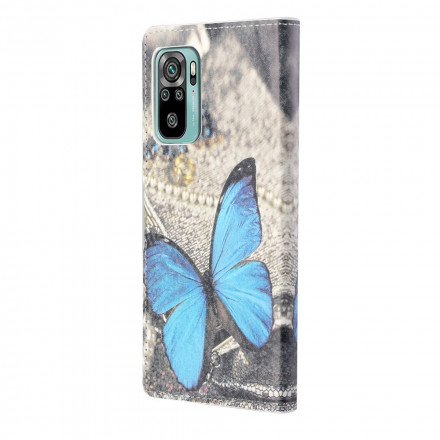 Housse Xiaomi Redmi 10 Papillon Bleu à Lanière Housse Xiaomi Redmi 10 Papillon Bleu à Lanière