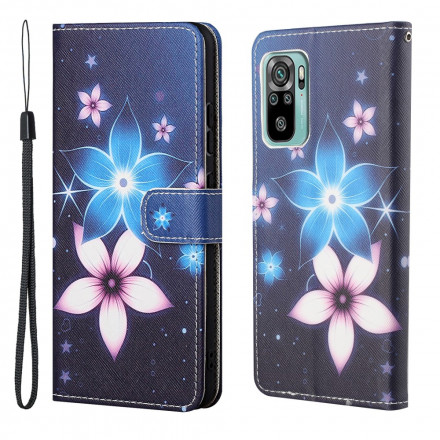 Housse Xaiomi Redmi 10 Fleurs Lunaires à Lanière Housse Xaiomi Redmi 10 Fleurs Lunaires à Lanière