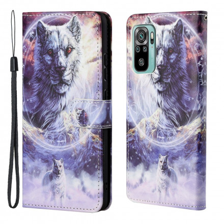 Housse Xiaomi Redmi 10 Loup en Hiver avec Lanière Housse Xiaomi Redmi 10 Loup en Hiver avec Lanière
