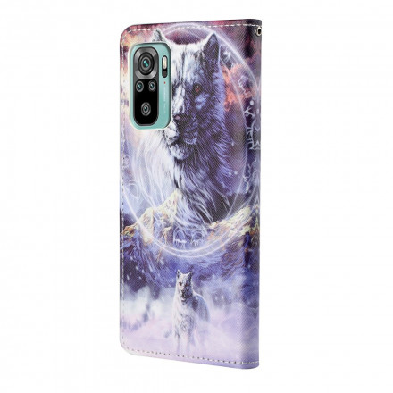 Housse Xiaomi Redmi 10 Loup en Hiver avec Lanière Housse Xiaomi Redmi 10 Loup en Hiver avec Lanière