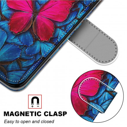 Housse Xiaomi Redmi 10 Papillon Rouge Sur Fond Bleu Housse Xiaomi Redmi 10 Papillon Rouge Sur Fond Bleu