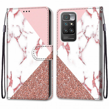 Housse Xiaomi Redmi 10 Triangle en Marbre et Paillettes Housse Xiaomi Redmi 10 Triangle en Marbre et Paillettes