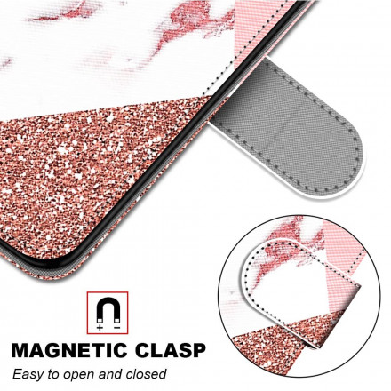 Housse Xiaomi Redmi 10 Triangle en Marbre et Paillettes Housse Xiaomi Redmi 10 Triangle en Marbre et Paillettes