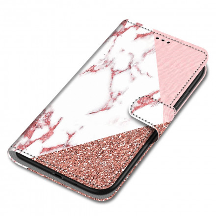 Housse Xiaomi Redmi 10 Triangle en Marbre et Paillettes Housse Xiaomi Redmi 10 Triangle en Marbre et Paillettes