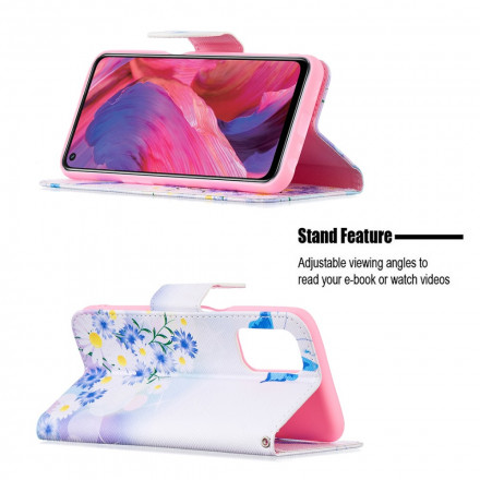 Housse Oppo A54 5G / A74 5G Papillons et Fleurs Peints Housse Oppo A54 5G / A74 5G Papillons et Fleurs Peints