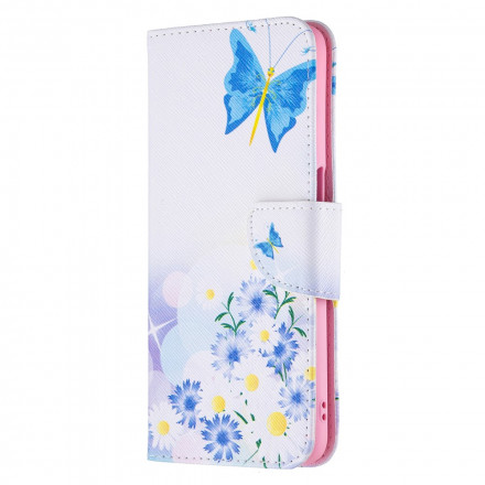 Housse Oppo A54 5G / A74 5G Papillons et Fleurs Peints Housse Oppo A54 5G / A74 5G Papillons et Fleurs Peints