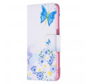 Housse Oppo A54 5G / A74 5G Papillons et Fleurs Peints