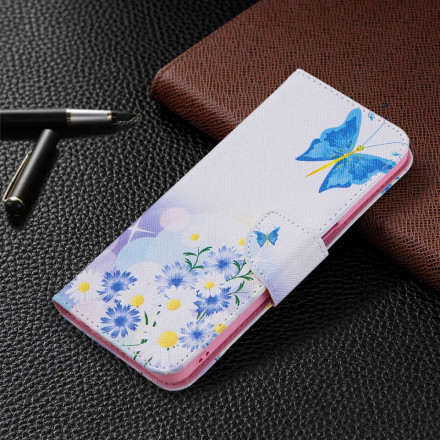 Housse Oppo A54 5G / A74 5G Papillons et Fleurs Peints Housse Oppo A54 5G / A74 5G Papillons et Fleurs Peints