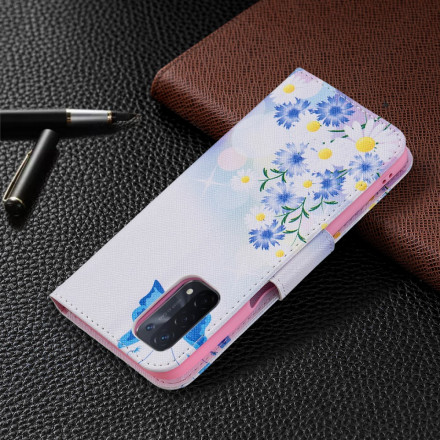 Housse Oppo A54 5G / A74 5G Papillons et Fleurs Peints Housse Oppo A54 5G / A74 5G Papillons et Fleurs Peints