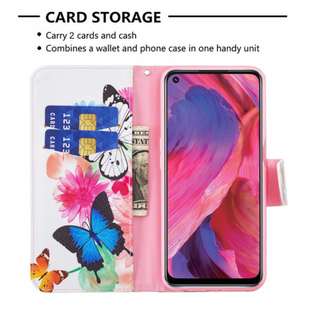 Housse Oppo A54 5G / A74 5G Papillons et Fleurs Peints