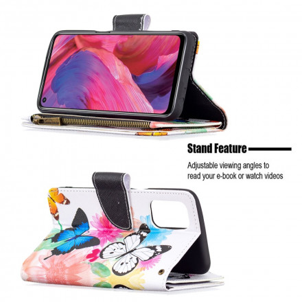 Housse Oppo A54 5G / A74 5G Poche Zippée Papillons Housse Oppo A54 5G / A74 5G Poche Zippée Papillons