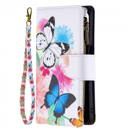 Housse Oppo A54 5G / A74 5G Poche Zippée Papillons Housse Oppo A54 5G / A74 5G Poche Zippée Papillons