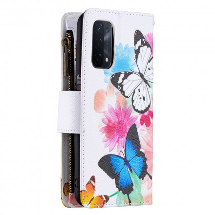 Housse Oppo A54 5G / A74 5G Poche Zippée Papillons Housse Oppo A54 5G / A74 5G Poche Zippée Papillons