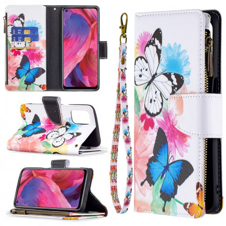 Housse Oppo A54 5G / A74 5G Poche Zippée Papillons Housse Oppo A54 5G / A74 5G Poche Zippée Papillons