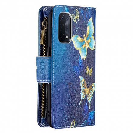 Housse Oppo A54 5G / A74 5G Poche Zippée Papillons