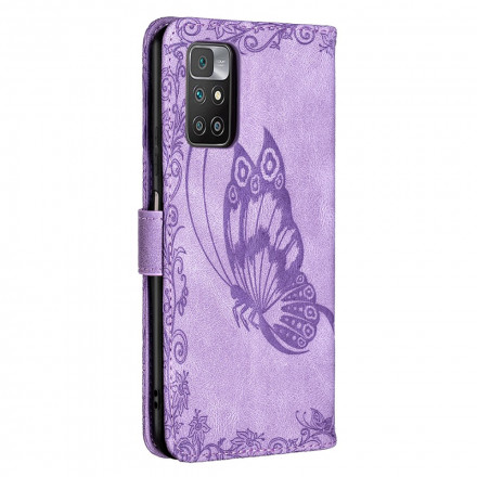 Housse Xiaomi Redmi 10 Papillon Baroque à Lanière Housse Xiaomi Redmi 10 Papillon Baroque à Lanière