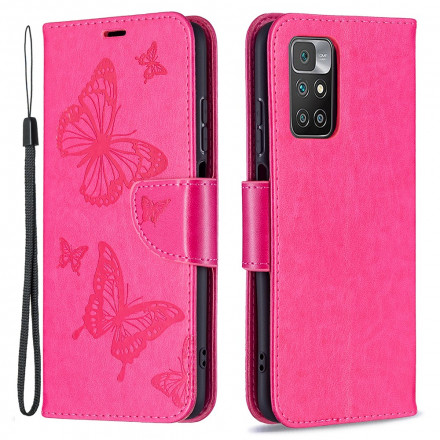 Housse Xiaomi Redmi 10 Papillons Imprimés à Lanière Housse Xiaomi Redmi 10 Papillons Imprimés à Lanière