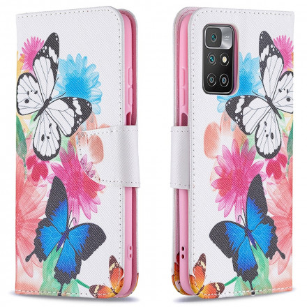 Housse Xiaomi Redmi 10 Papillons et Fleurs Peints Housse Xiaomi Redmi 10 Papillons et Fleurs Peints