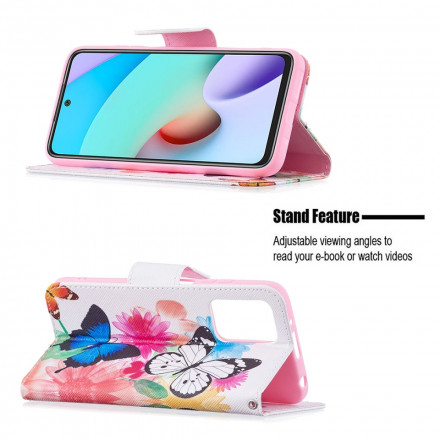 Housse Xiaomi Redmi 10 Papillons et Fleurs Peints Housse Xiaomi Redmi 10 Papillons et Fleurs Peints